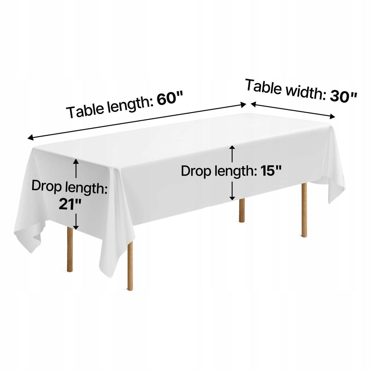 VEVOR 10-PACK POLYESTER TABLECLOTHS 1524X2591 MM WHITE REUSABLE