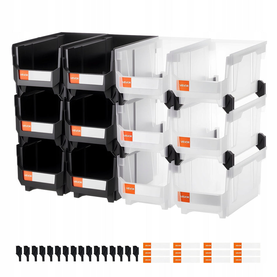 VEVOR STACKING BOXES 12 PCS 377X215X180 MM STRONG AND PRACTICAL
