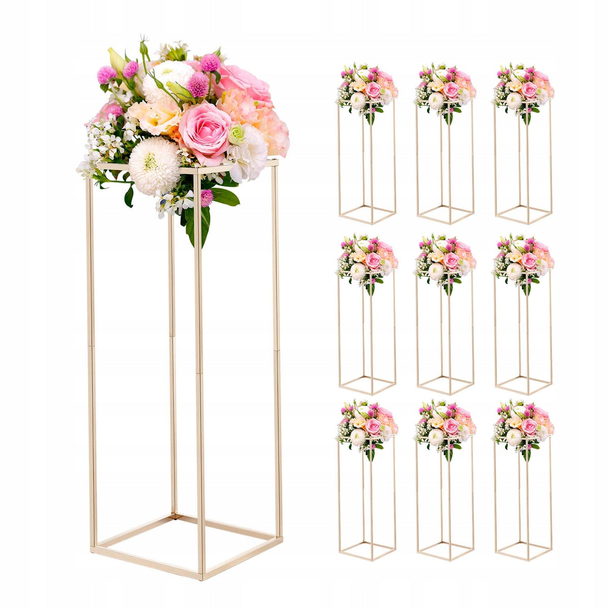 VEVOR 10 PCS Wedding Flower Stand 280x280x800 MM Gold Sturdy