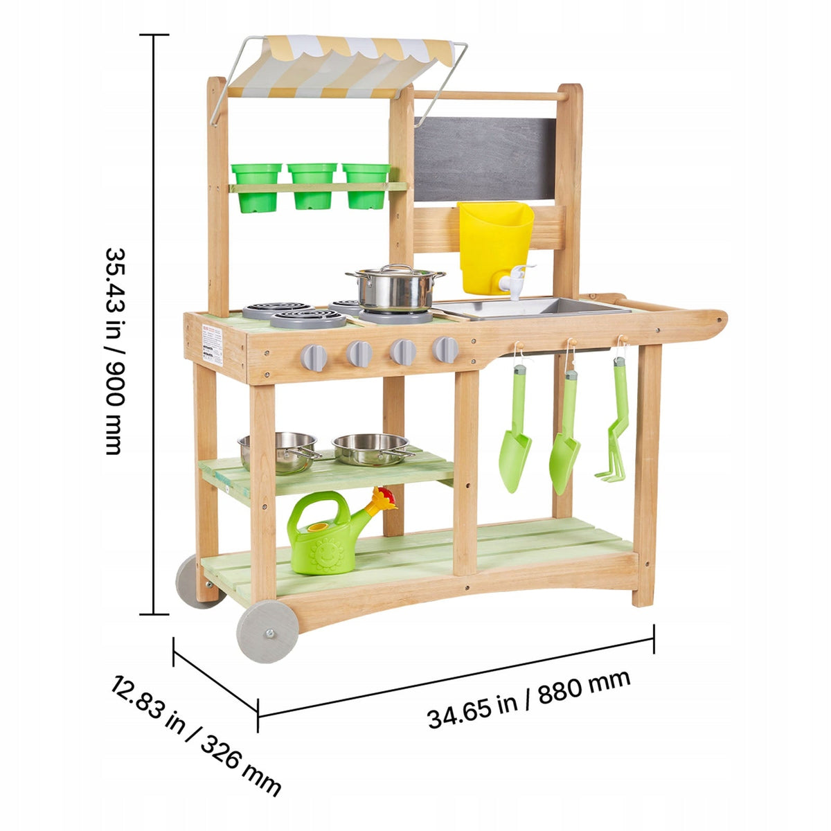 PREMIUM VEVOR WOODEN PLAY KITCHEN WITH FAUCET AND ACCESSORIES FOR CHILDREN