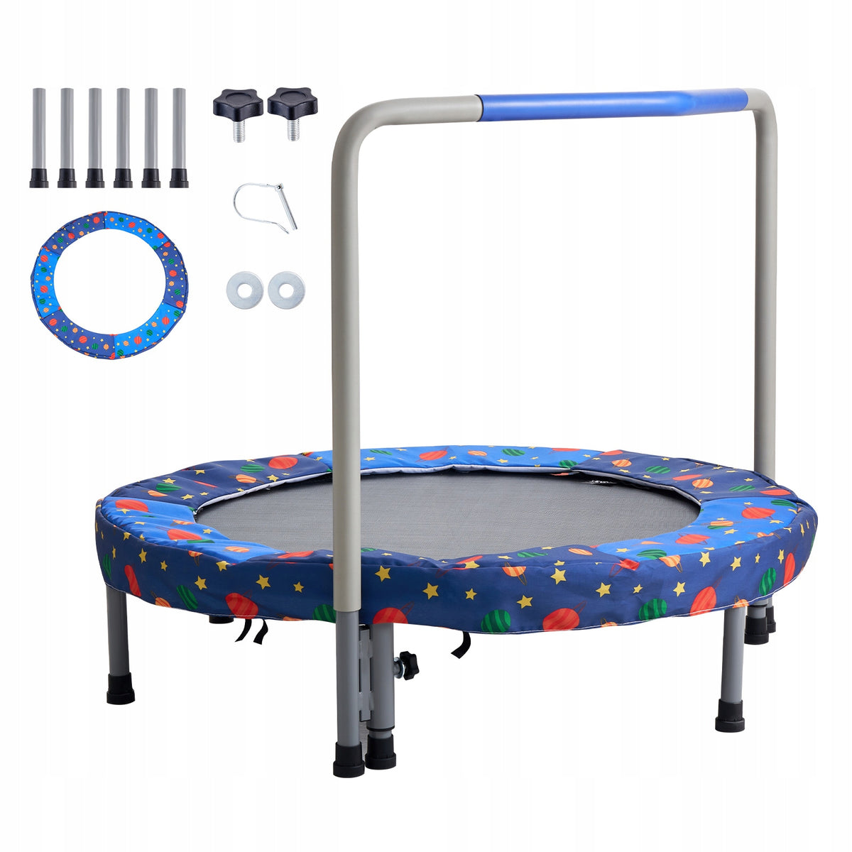 VEVOR 91 44 CM CHILDREN'S FOLDABLE TRAMPOLINE BLUE STRONG STEEL FRAME