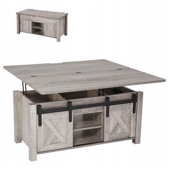 VEVOR COFFEE TABLE WITH LIFT-TOP 100 CM RUSTIC SOLID FARMHOUSE