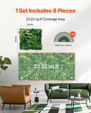 VEVOR ARTIFICIAL PLANT WALL 8 PCS 500X500X50MM 3D PREMIUM COMBINATION