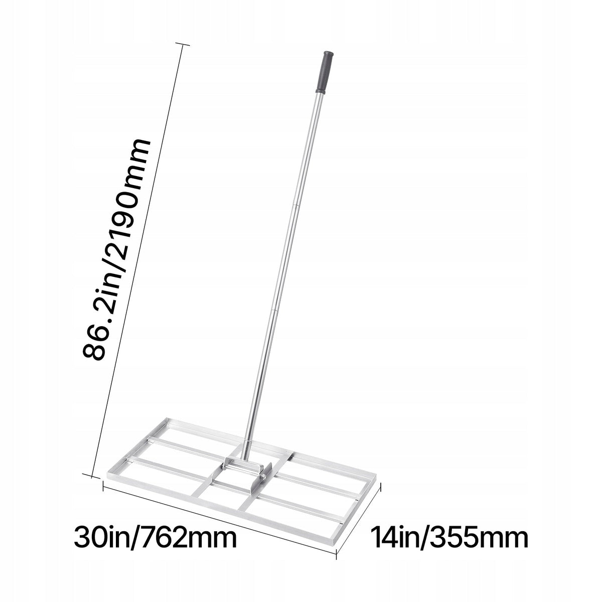 VEVOR LAWN RAKE WITH TELESCOPIC HANDLE 355X762MM STRONG SOLID