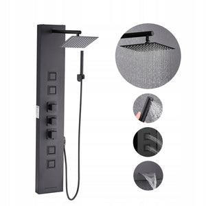 VEVOR 4-in-1 Shower System with Rain Shower Head, Black, Strong and Durable