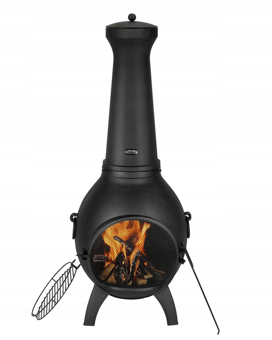 VEVOR GARDEN FIREPLACE 52X50X130 CM STRONG FIRE PIT WITH BBQ GRILL ALUMINIUM