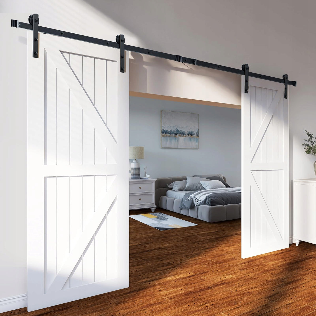 VEVOR 244CM HEAVY-DUTY SLIDING DOOR SYSTEM AND 2-PIECE SHAPE SET