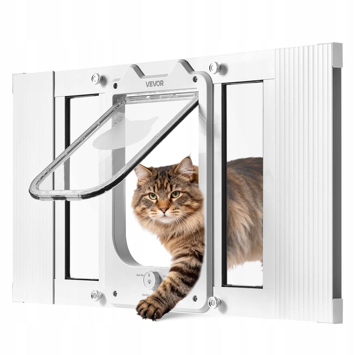 VEVOR CAT FLAP ADJUSTABLE 584-711 MM ALUMINIUM WHITE STRONG