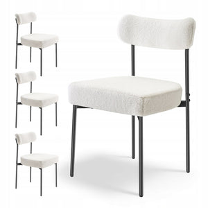 VEVOR MODERN DINING CHAIRS SET OF 4 WHITE PLUSH STRONG METAL