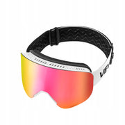 FRAMELESS SKI GOGGLES VEVOR CYLINDRICAL MAGNETIC PINK LENSES