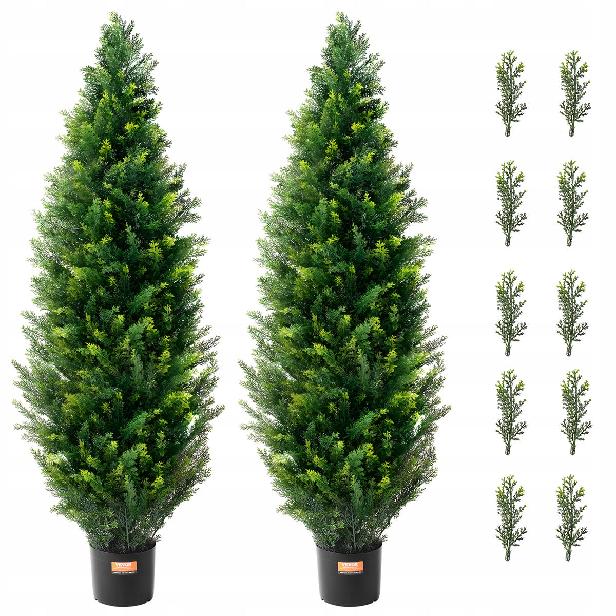 VEVOR ARTIFICIAL CEDAR TOPIARY TREE 48 INCHES 2 PACK PREMIUM PE GREEN