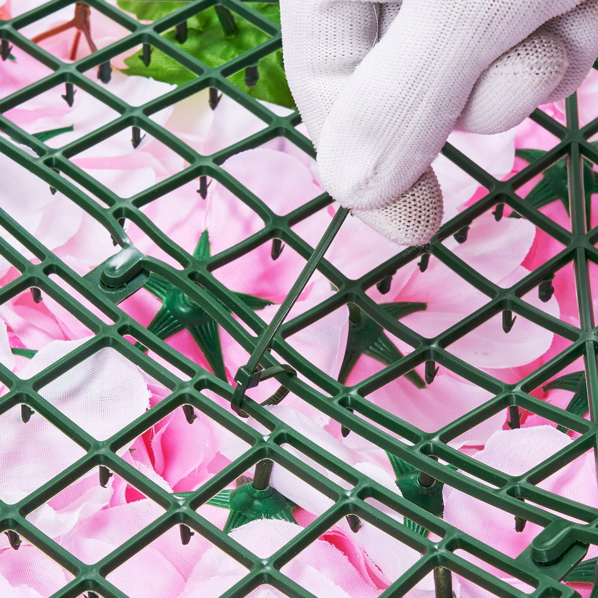 VEVOR ARTIFICIAL HEDGE 12 PCS 380X380X65 MM PINK PE STRONG PANEL WALL