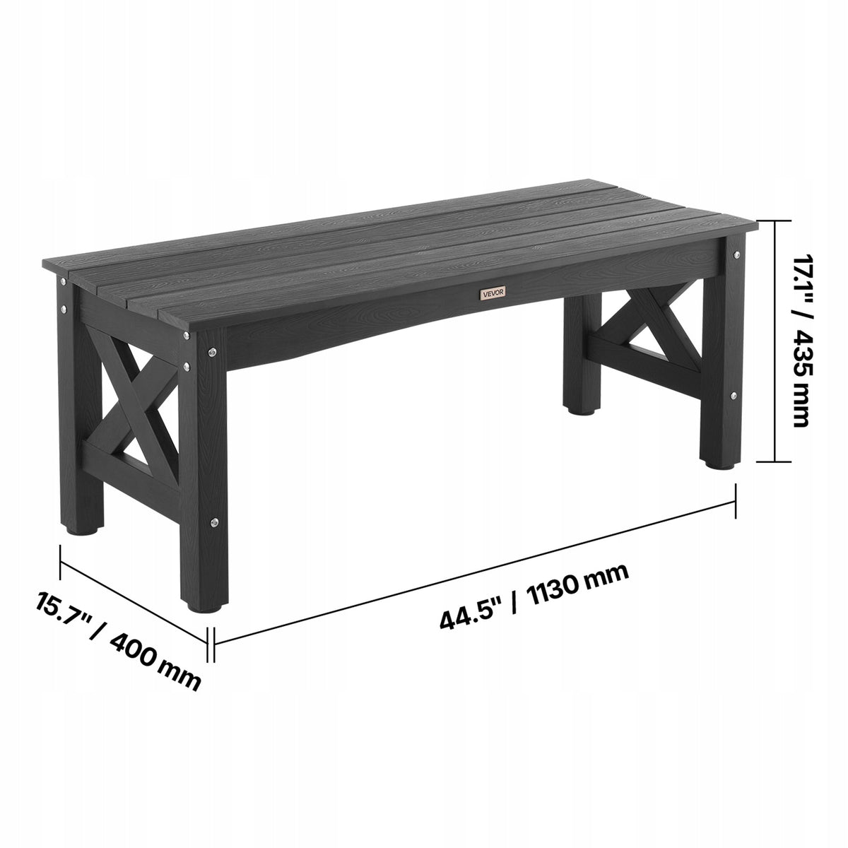 VEVOR GARDEN BENCH 113 CM LOAD CAPACITY 272 KG WEATHER RESISTANT