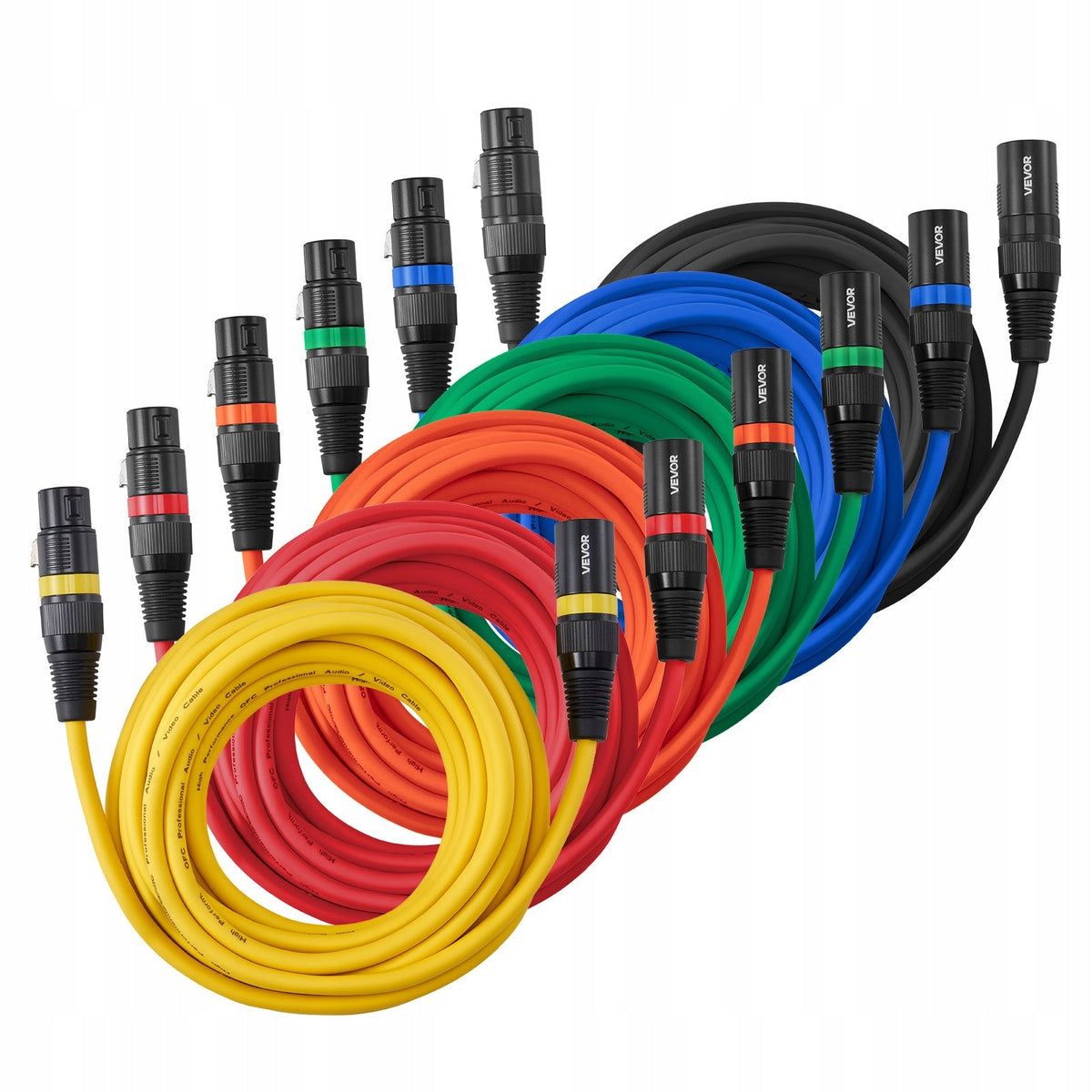 VEVOR XLR Cable 6.1m 6 Pcs Strong Balanced Microphone DMX Cables