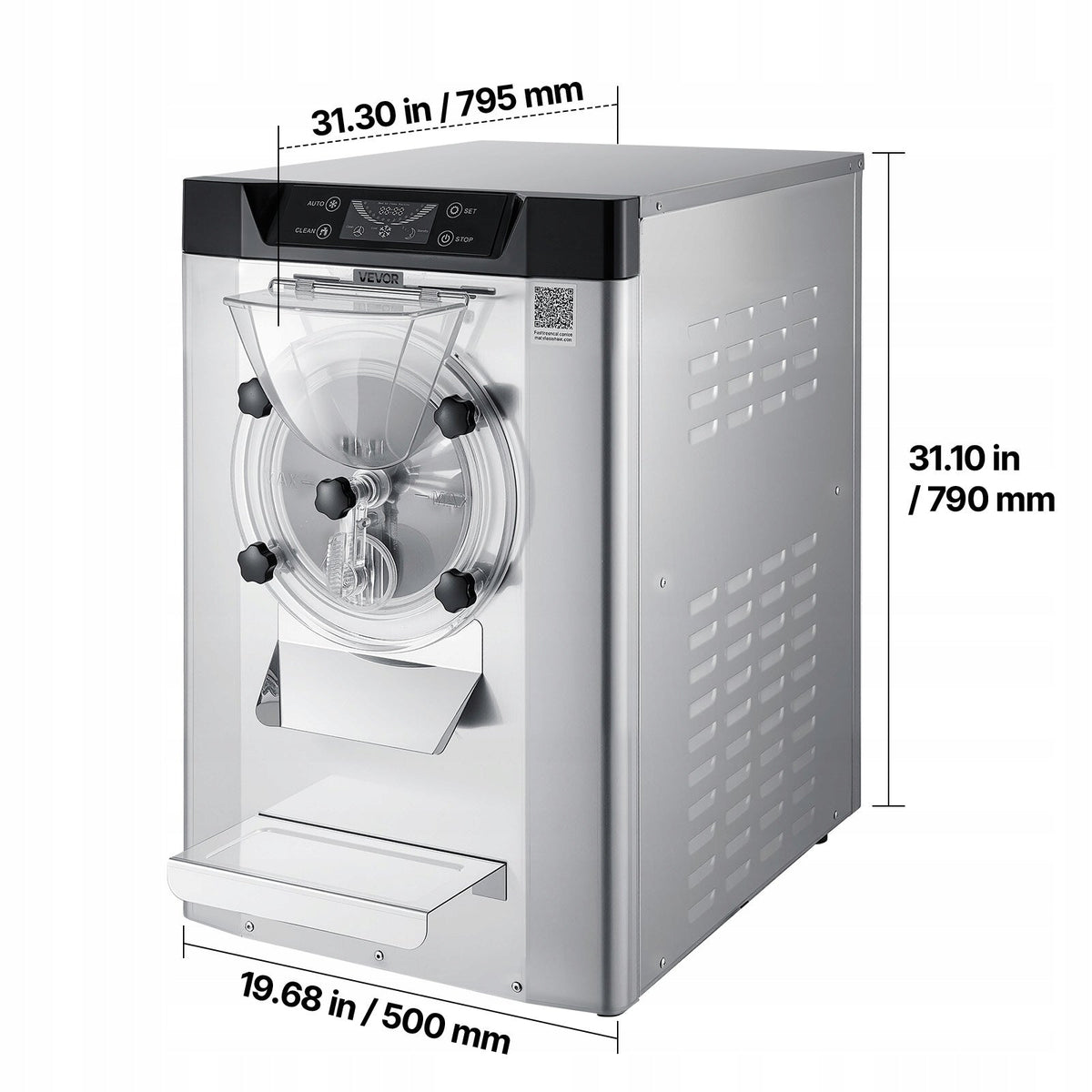 VEVOR PROFESSIONAL ICE CREAM MACHINE 2000W 12-20L/H TABLETOP STAINLESS STEEL