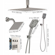 PROFESSIONAL SHOWER SET VEVOR 12 INCH RAINFALL SHOWER HEAD 4-IN-1 HANDHELD SHOWER