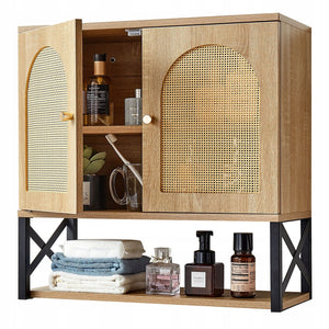 VEVOR WALL MOUNTED BATHROOM CABINET WITH 2 DOORS AND ADJUSTABLE SHELVES