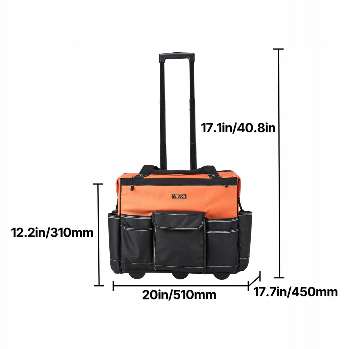 VEVOR TOOL BAG WITH WHEELS 27 POCKETS 50 KG LOAD CAPACITY ROBUST