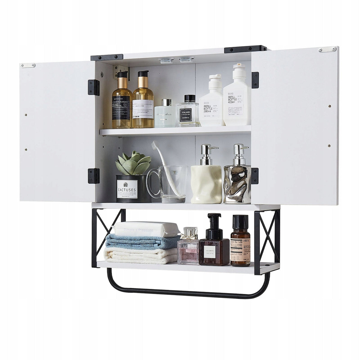 VEVOR BATHROOM WALL CABINET WITH 2 DOORS AND ADJUSTABLE SHELVES, WHITE