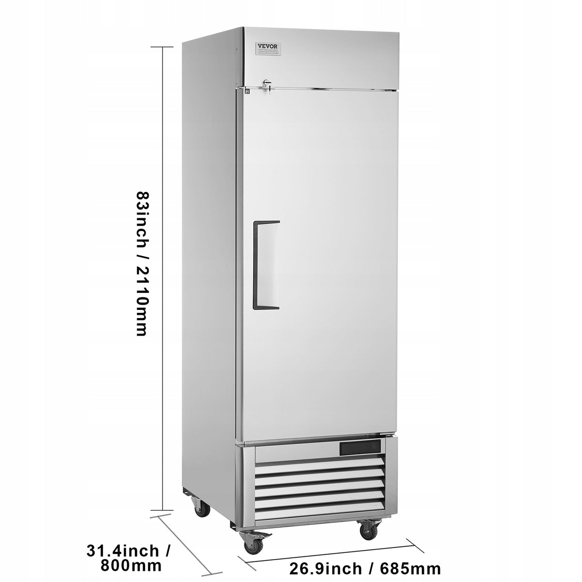 VEVOR 570L SINGLE DOOR COMMERCIAL REFRIGERATOR STAINLESS STEEL DIGITAL