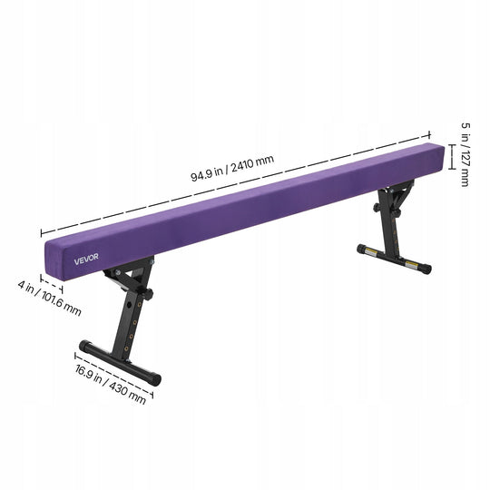 VEVOR KIDS' GYMNASTICS BALANCE BEAM 241 CM ADJUSTABLE HEIGHT