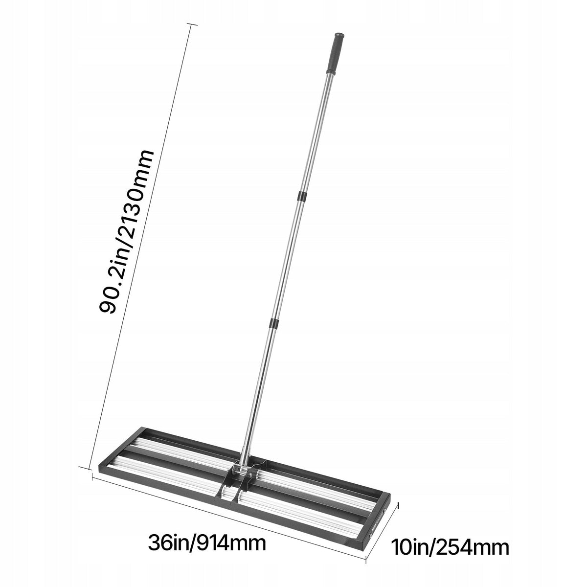 VEVOR PROFESSIONAL LAWN RAKE WITH ADJUSTABLE HANDLE 254X914MM