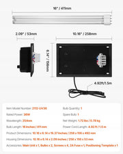 VEVOR HVAC AIR PURIFIER 36W UVC LAMP 254NM FOR HOME AIR CONDITIONING
