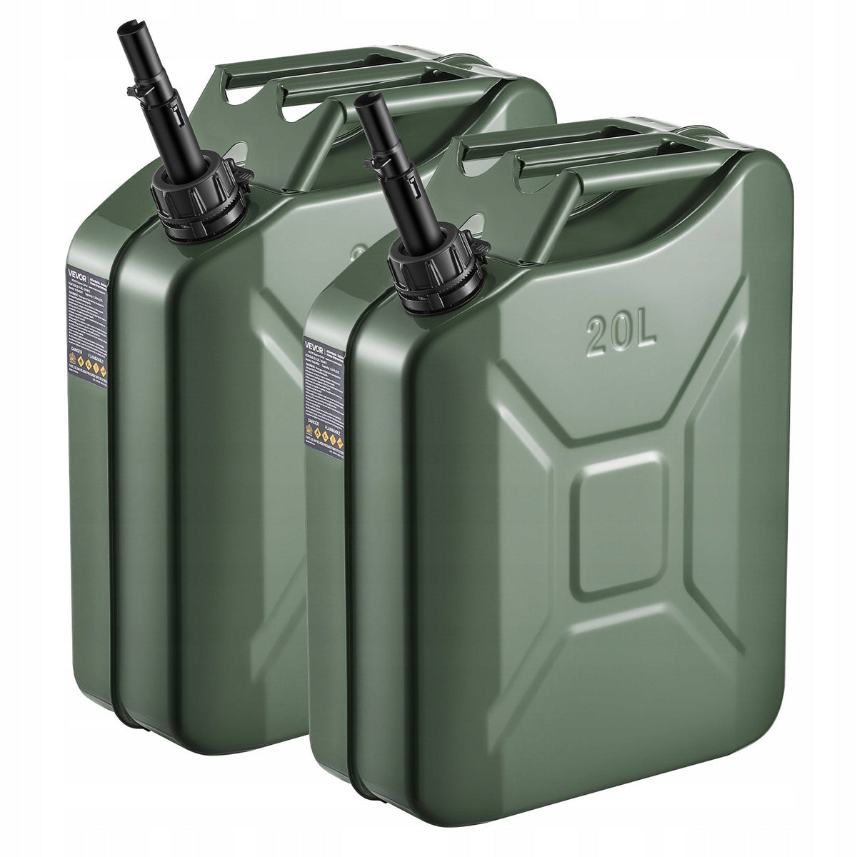 VEVOR 20L FUEL CAN 2 PCS METAL WITH SPOUT AND STRONG HANDLE