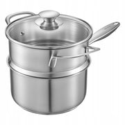 VEVOR 1.42L STAINLESS STEEL POT WITH GLASS LID AND STEAMER BASKET