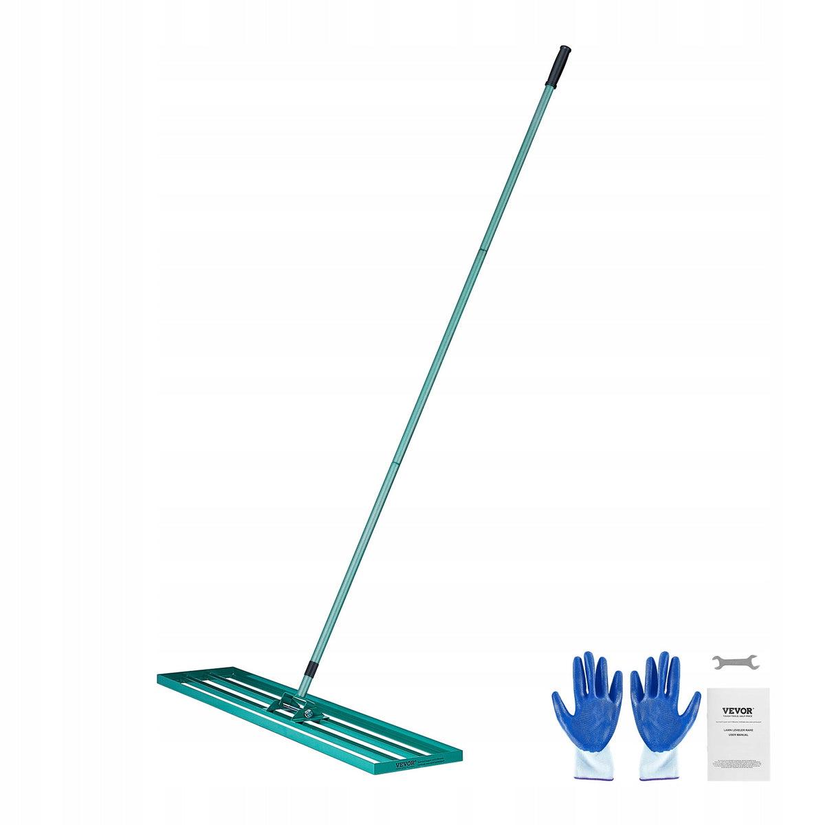 PROFESSIONAL VEVOR GRASS RAKE 1219X254 MM WITH BASE AND LONG HANDLE