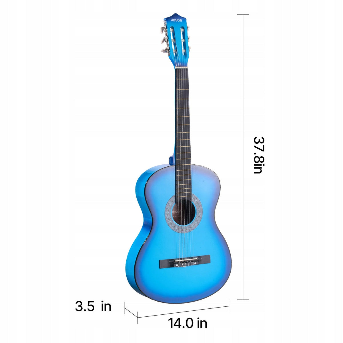 VEVOR ACOUSTIC GUITAR 38 INCH 960 MM WOODEN STARTER KIT BLUE