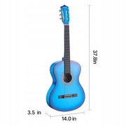 VEVOR ACOUSTIC GUITAR 38 INCH 960 MM WOODEN STARTER KIT BLUE