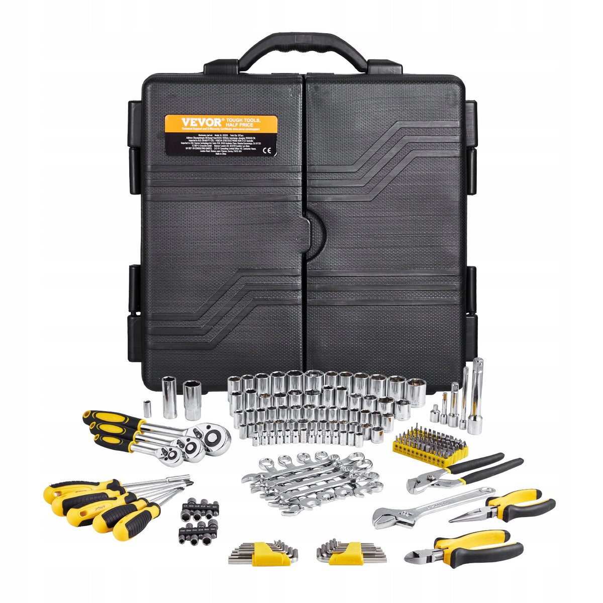 VEVOR 207-PIECE PREMIUM MECHANICAL TOOL SET 1/4" SOCKETS