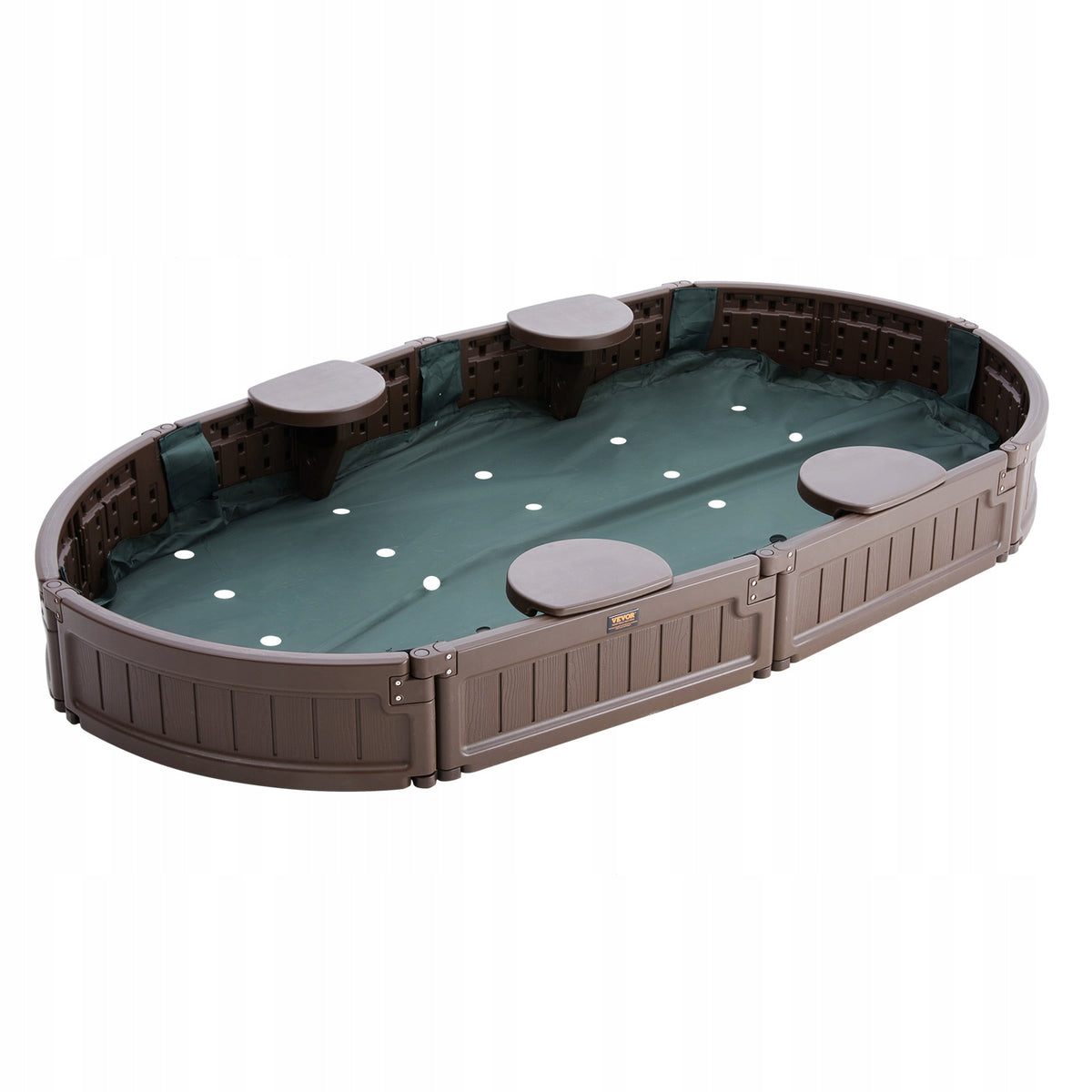 VEVOR PROFESSIONAL SANDPIT WITH LID 183X105X23 CM OVAL HDPE