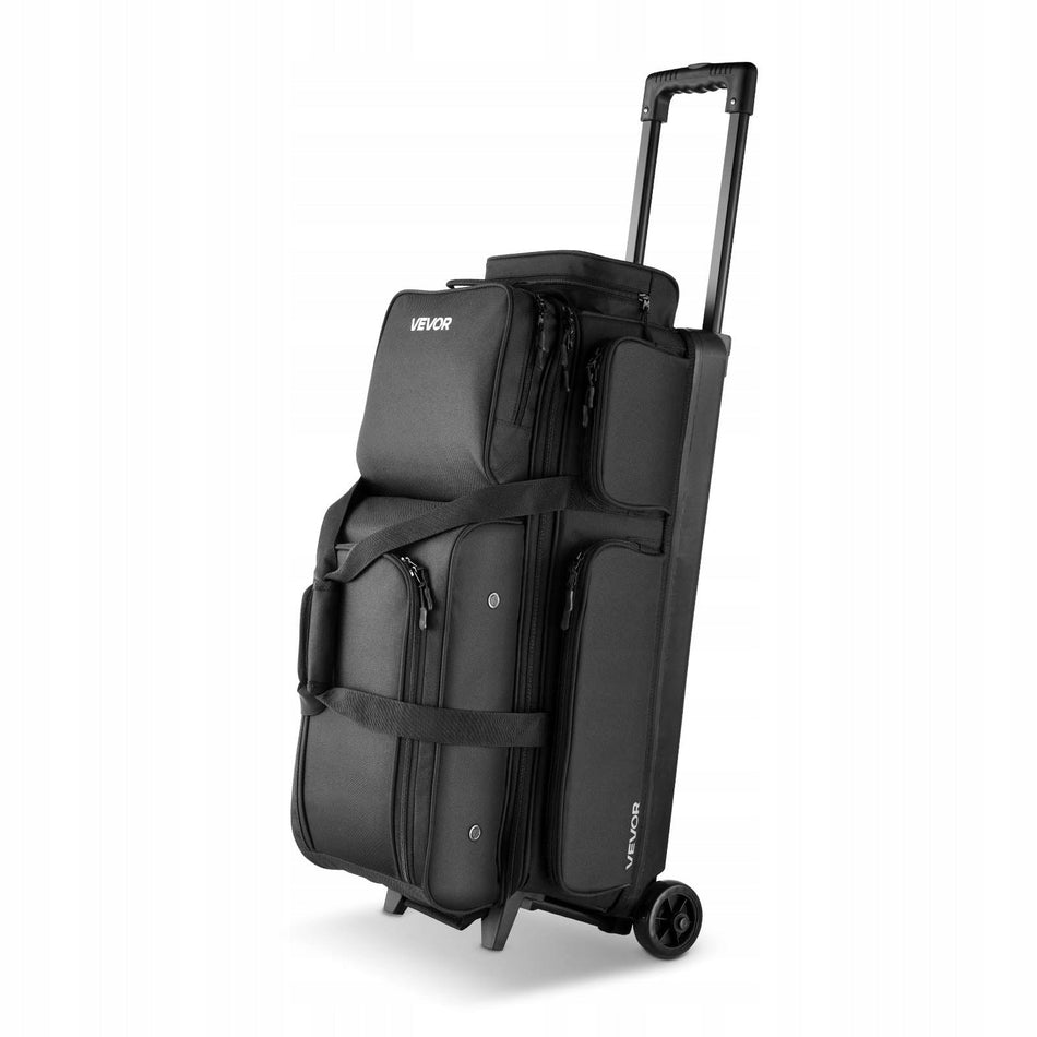 VEVOR 3-BALL ROLLING BOWLING BAG WITH DOUBLE WHEELS AND SEPARATE COMPARTMENT