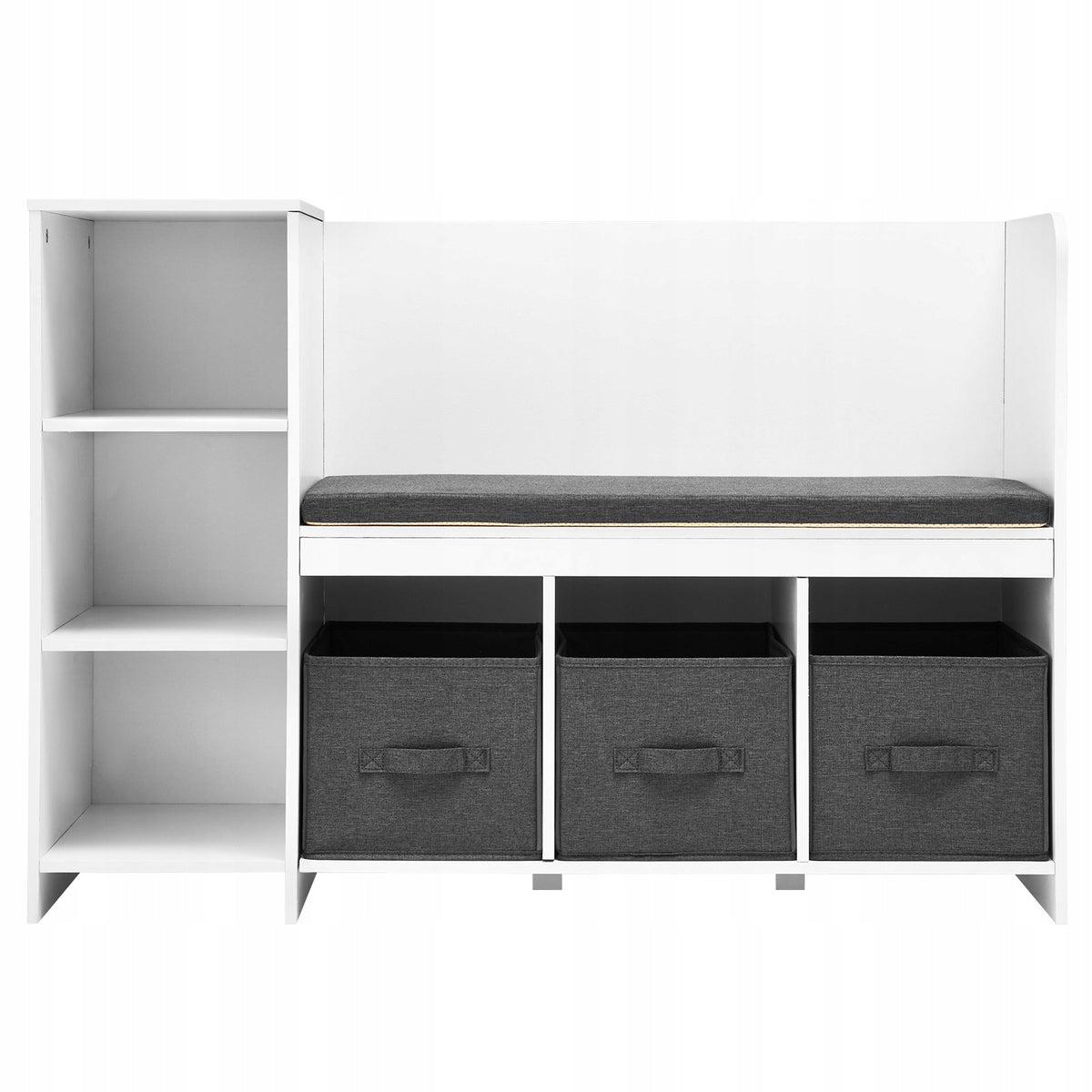 VEVOR KIDS READING BENCH WITH BOOKSHELF AND REMOVABLE CUSHION WHITE