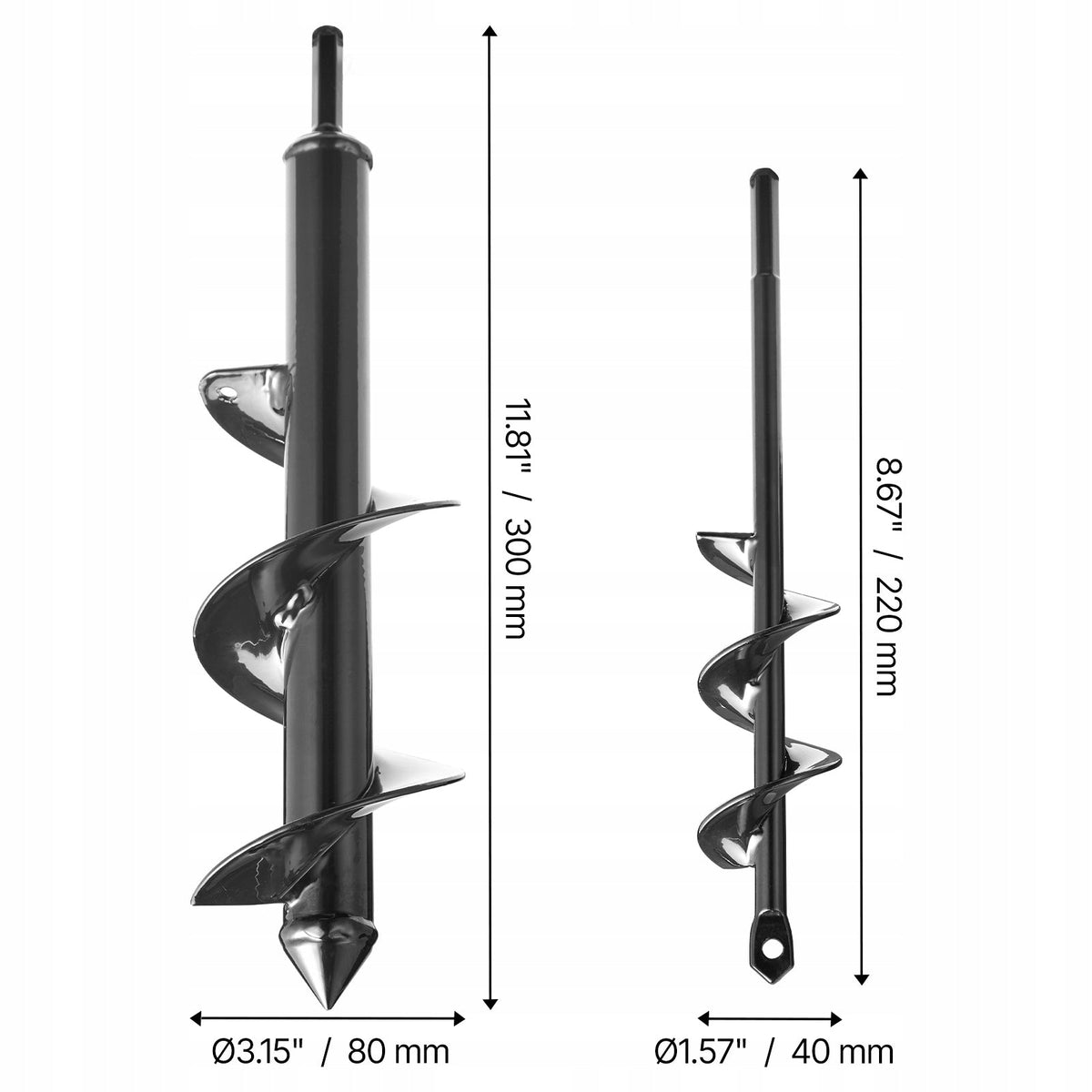 VEVOR EARTH AUGER DRILL BIT SET 2 PCS 8X30CM AND 4X22CM SOLID
