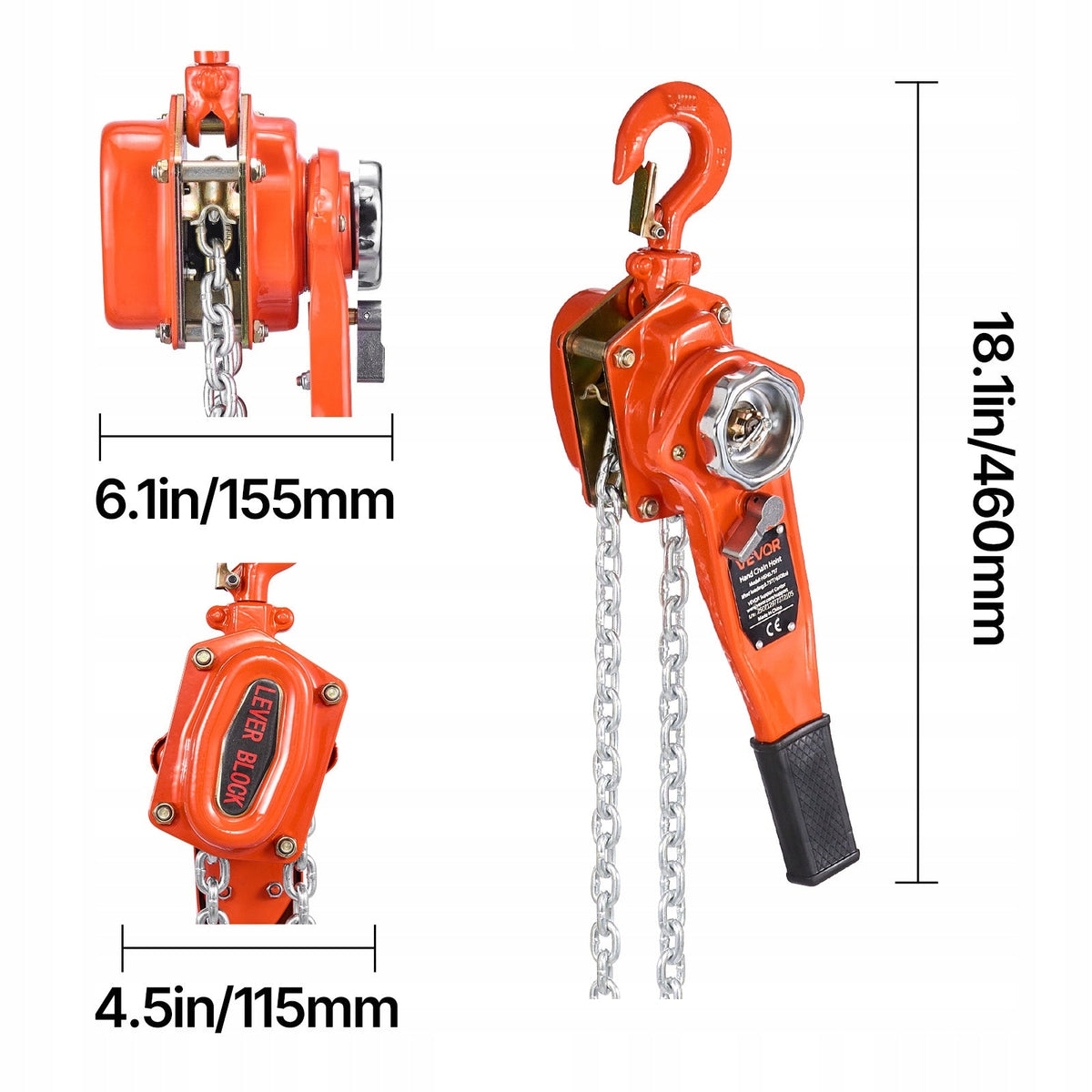 LEVER HOIST VEVOR 3/4 TON MANUAL CHAIN HOIST G80 STRONG SOLID