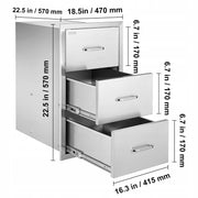 VEVOR PROFESSIONAL STAINLESS STEEL KITCHEN CABINET 3 DRAWERS