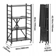VEVOR FOLDABLE 4-TIER SHELVING UNIT WITH WHEELS 33X66X117CM STRONG AND MOBILE
