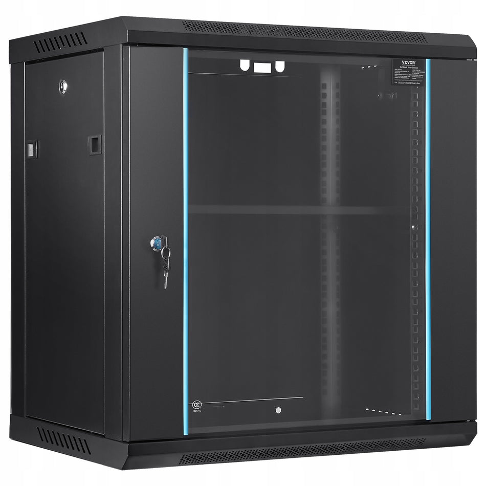 VEVOR 12U Wall Mount Network Server Cabinet Strong Stable Lock Black