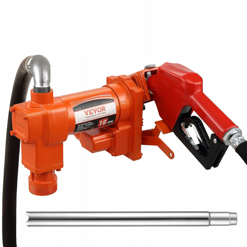 VEVOR 12V DC 60L/MIN 1/4 HP FUEL TRANSFER PUMP AUTOMATIC NOZZLE