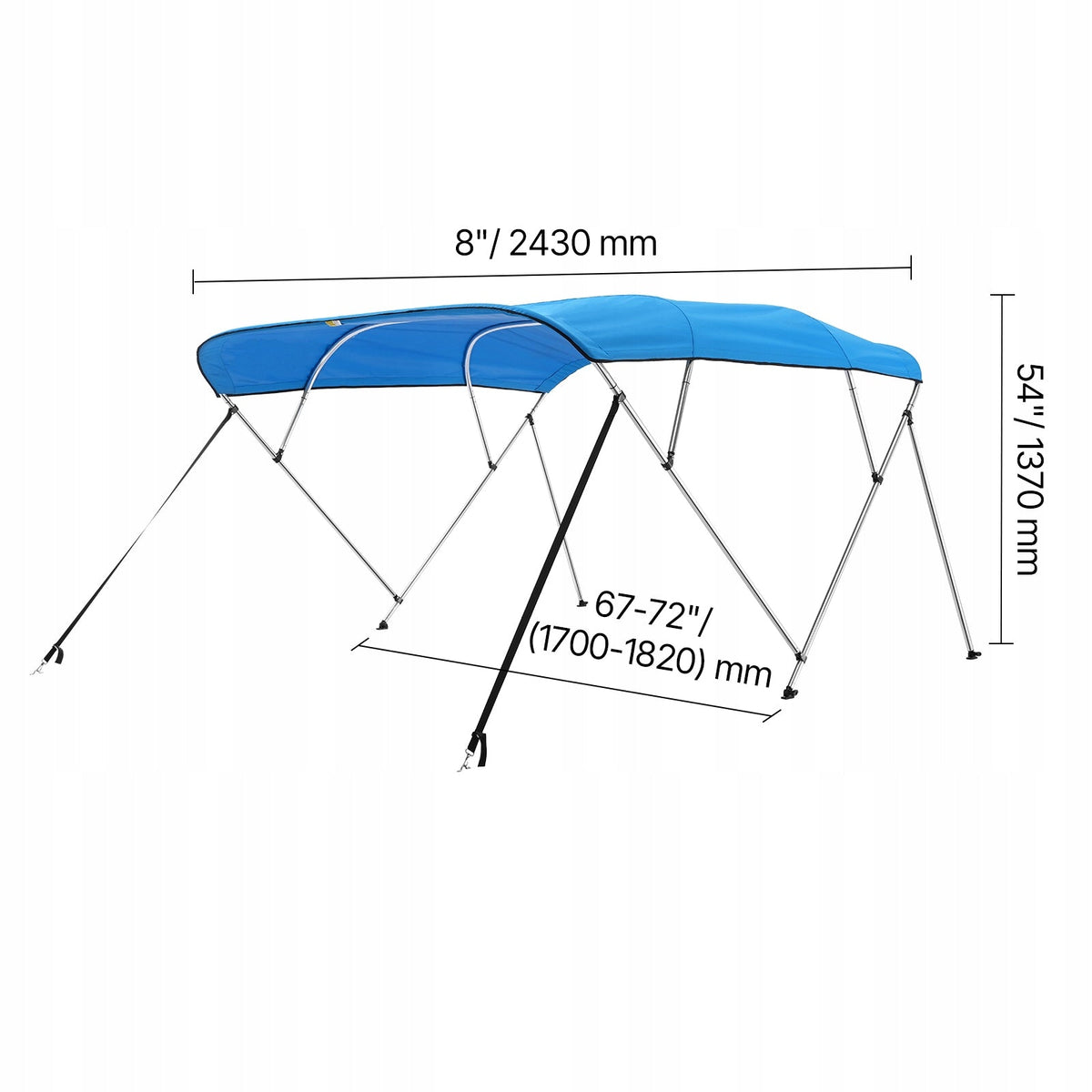 VEVOR BIMINI TOP BOAT COVER 4 ARCHES 600D ALUMINUM WATERPROOF