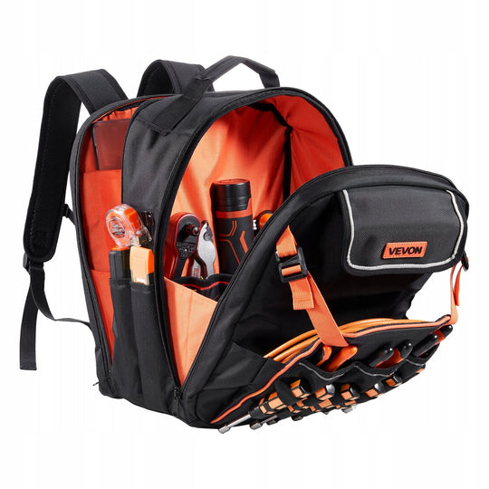 VEVOR TOOL BACKPACK 45 POCKETS HEAVY DUTY TOOL ORGANIZER BLACK