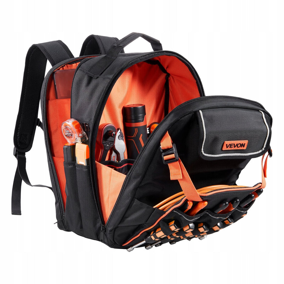 VEVOR TOOL BACKPACK 45 POCKETS HEAVY DUTY TOOL ORGANIZER BLACK