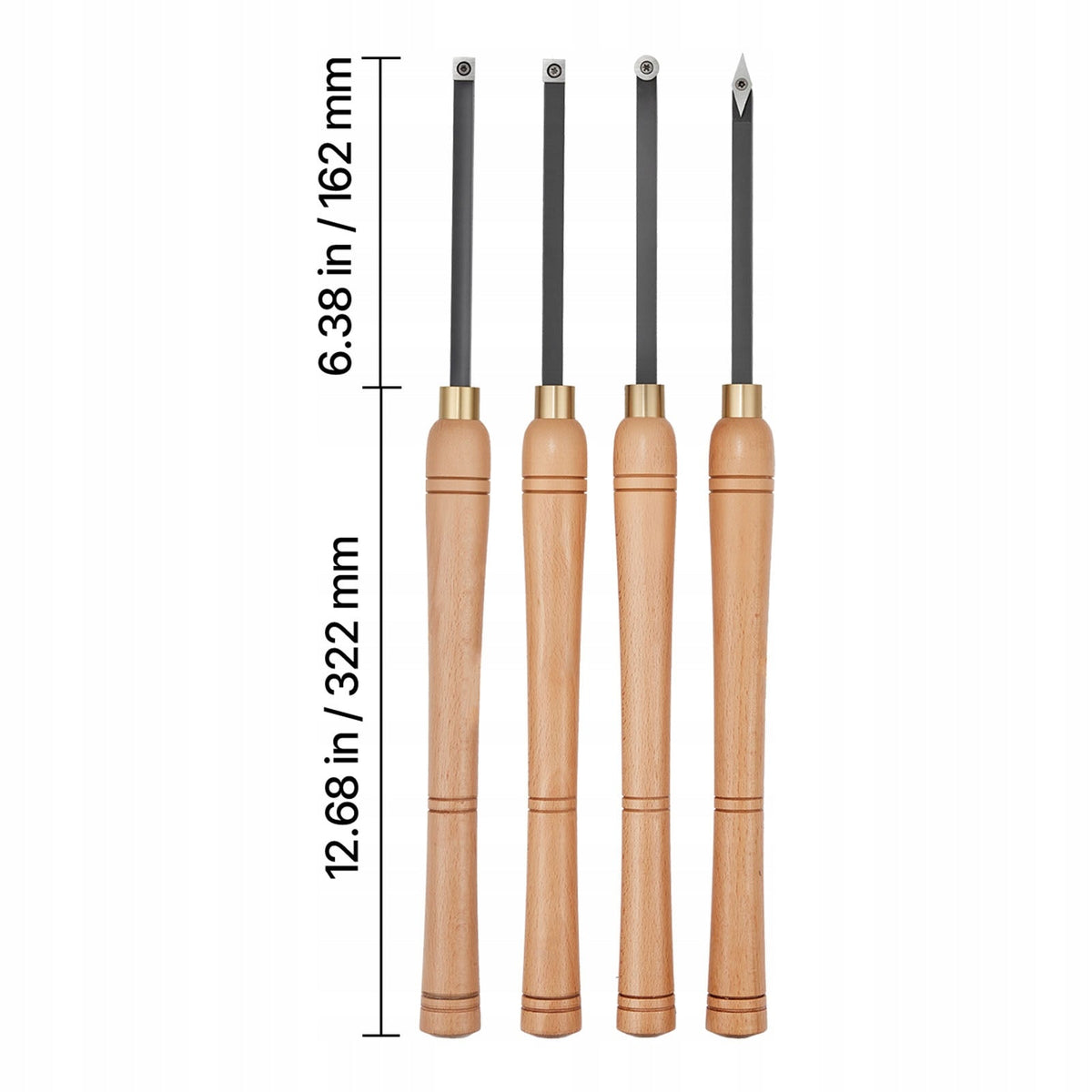 VEVOR 4-PIECE WOOD LATHE CHISEL SET IN PREMIUM WOODEN CASE