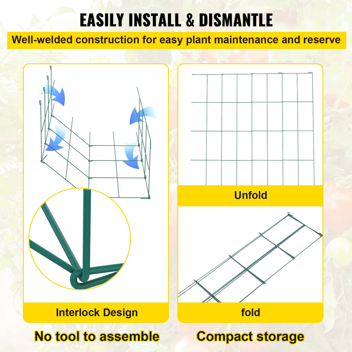 VEVOR TOMATO CAGES 37X37X100 CM SET OF 6 STRONG SQUARE