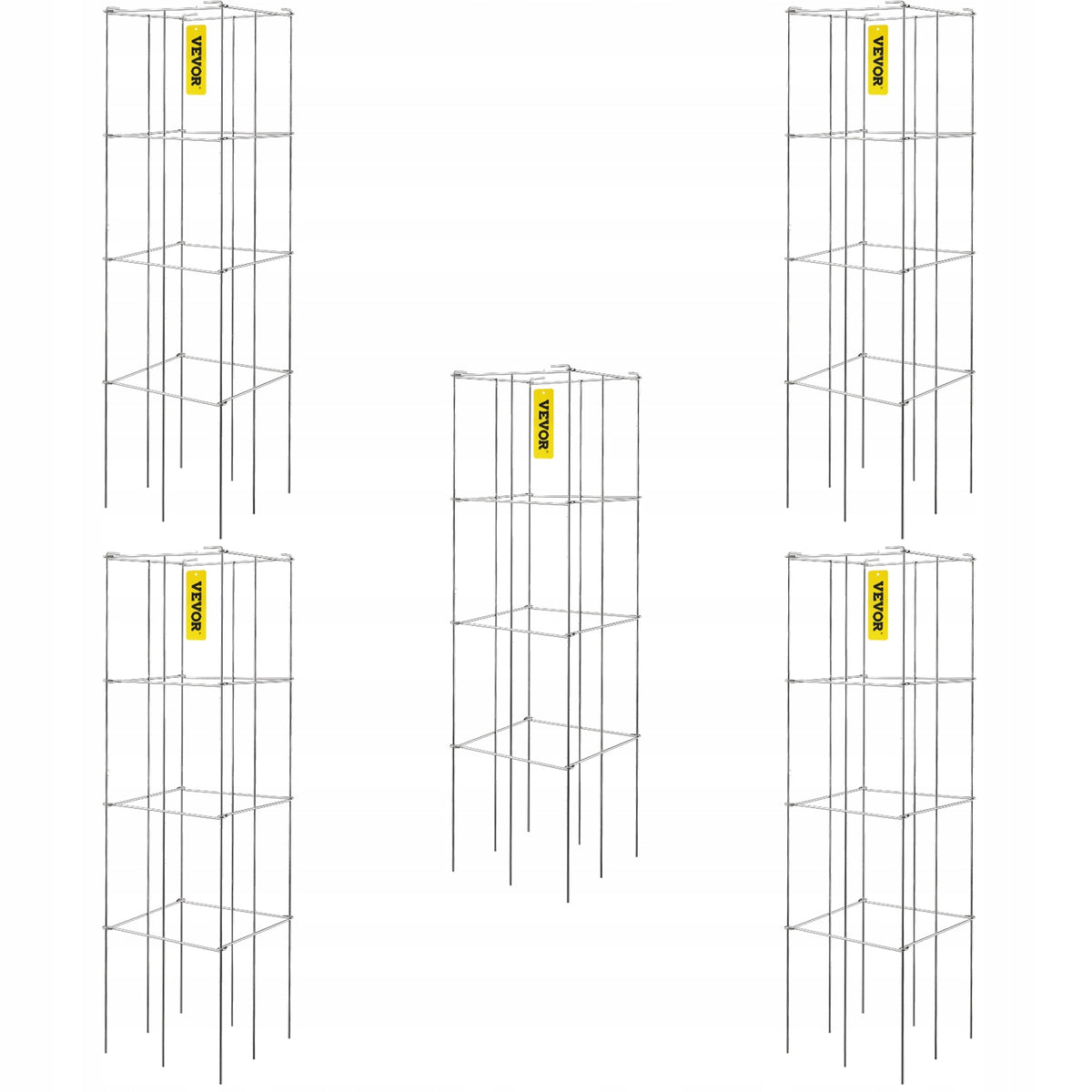 VEVOR Professional Tomato Cages 30x30x117 cm, 5 PCS, Heavy-Duty Steel