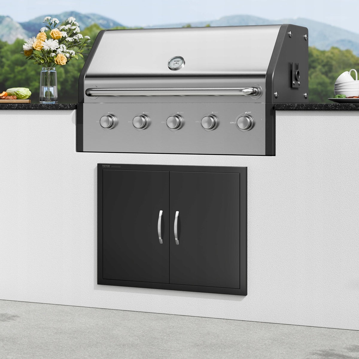 VEVOR BBQ ACCESS DOOR DOUBLE 788X610X46 MM MATTE BLACK