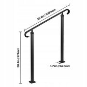 VEVOR STAIR RAILING ADJUSTABLE FOR 2-3 STEPS STRONG STEEL MATTE BLACK